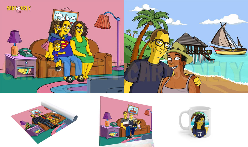 Les portraits Simpson personnalisés de Cartoonely.